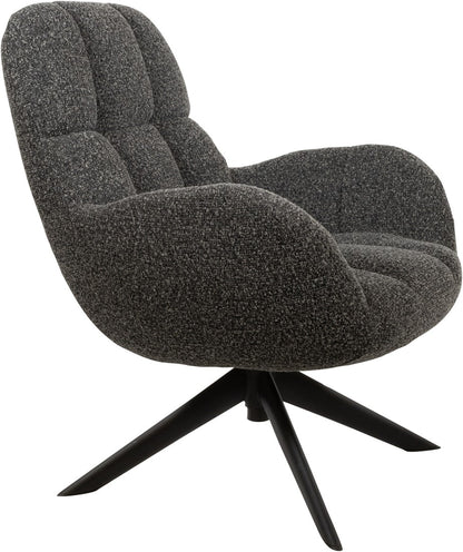 Draaifauteuil Elvis | Antraciet Bouclé — Zijaanzicht - witfoto