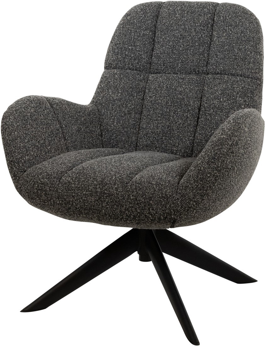 Draaifauteuil Elvis | Antraciet Bouclé — Vooraanzicht - witfoto