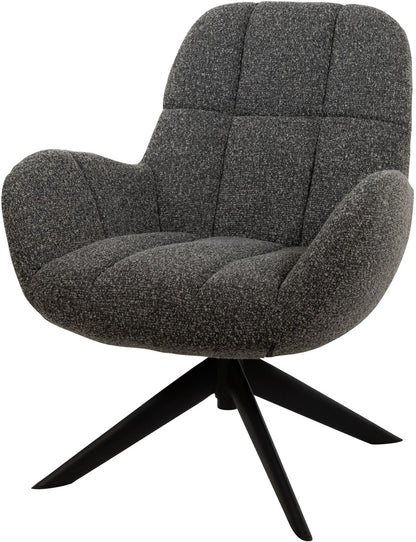 Draaifauteuil Elvis | Antraciet Bouclé — Vooraanzicht - witfoto