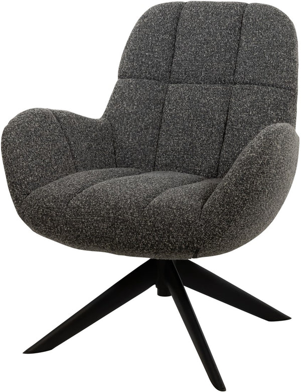 Draaifauteuil Elvis | Antraciet Bouclé — Vooraanzicht - witfoto