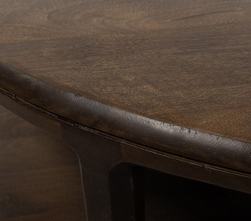 Bijzettafel Jumbo mangohout walnoot, detail van het materiaal