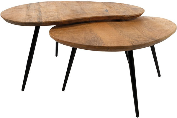 Salontafel Erfurt | Naturel Mangohout | set van 2 — Vooraanzicht - witfoto