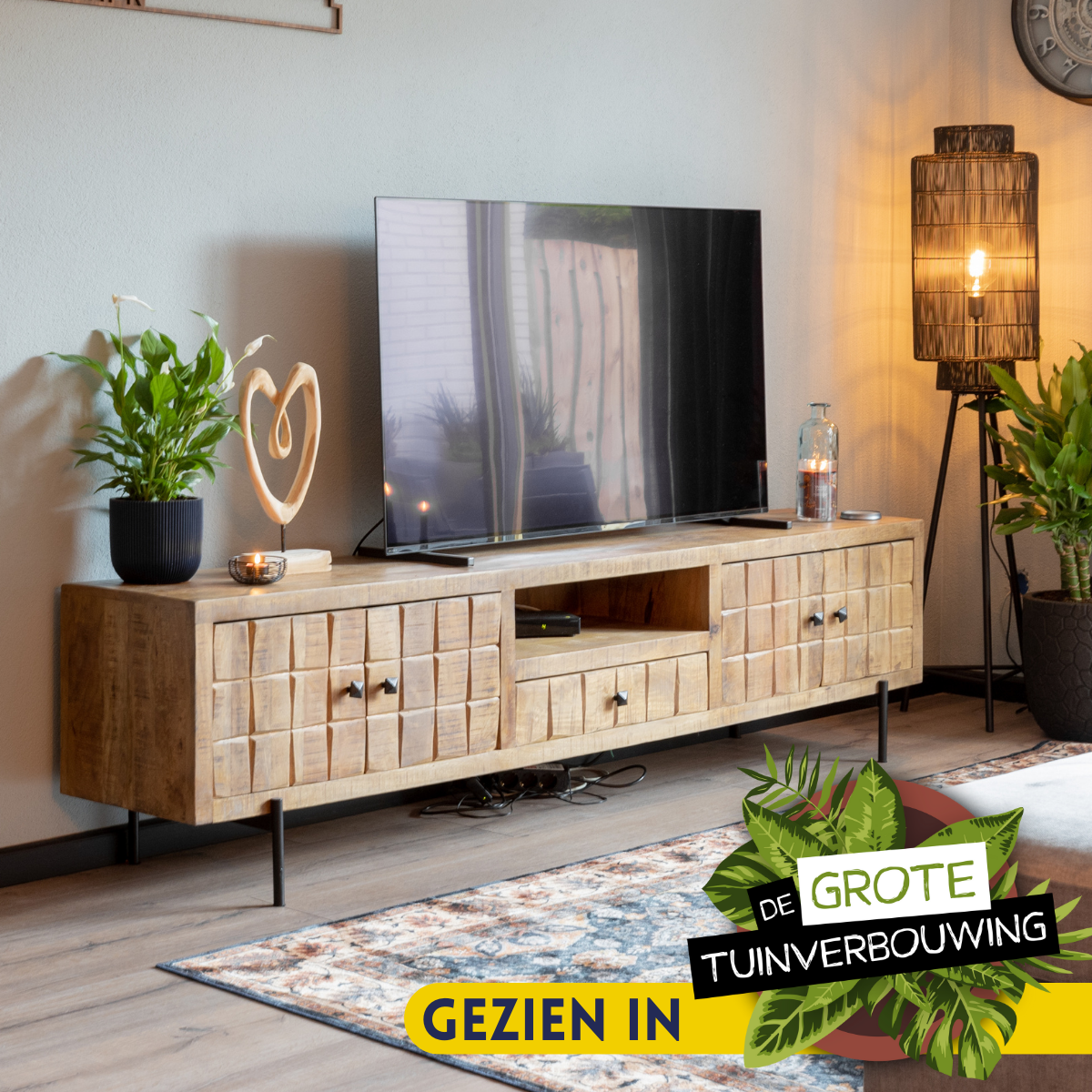 TV-Meubel Brandy, schuin vooraanzicht in een interieur