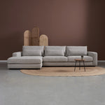 Hoekbank Como wit puente chaise lounge recht, vooraanzicht in een interieur