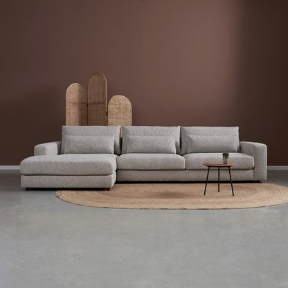 Hoekbank Como wit puente chaise lounge recht, vooraanzicht in een interieur