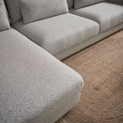 Hoekbank Como wit puente chaise lounge recht, detail van het materiaal