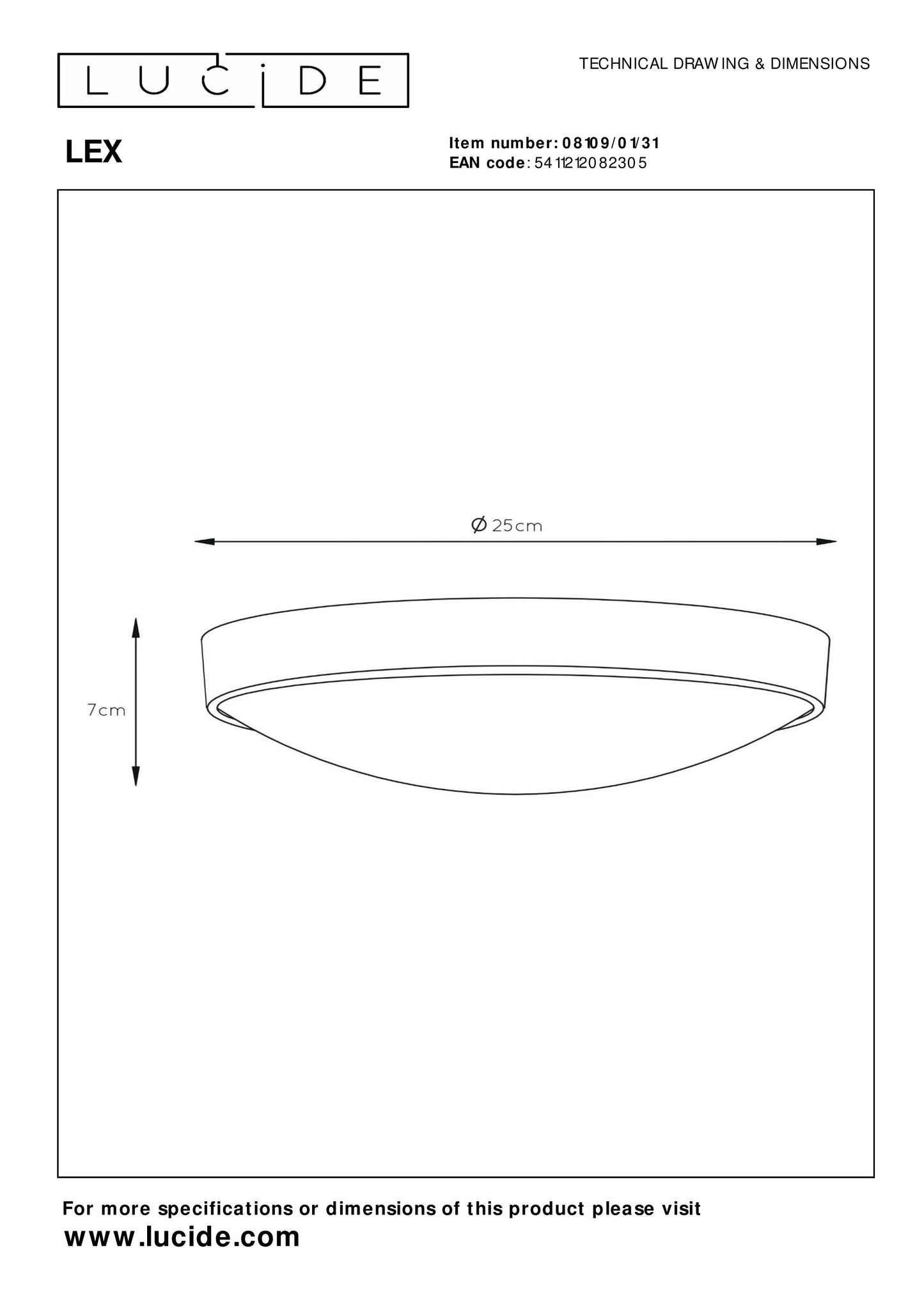 Plafonnière Lex | Ø 25 cm