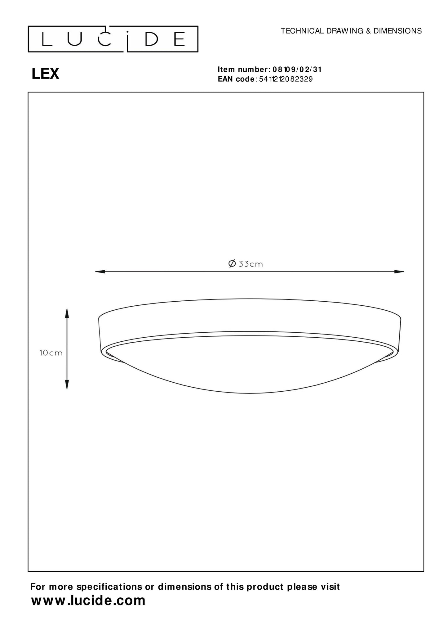 Plafonnière Lex | Ø 33 cm | 2xE27