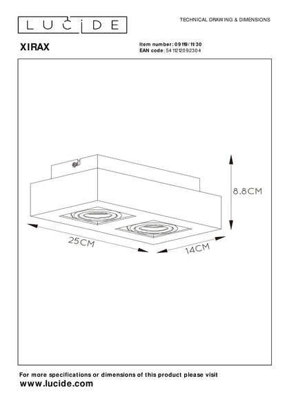 Plafondspot Xirax | 2-Lichts | LED Dim to warm | Zwart Metaal