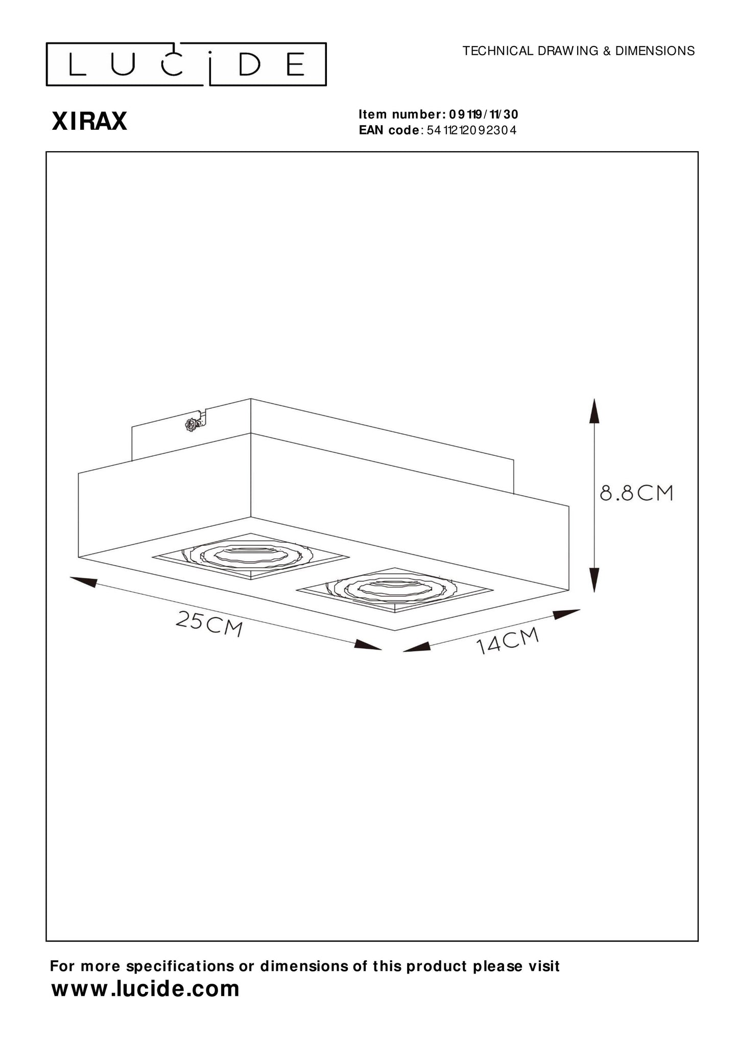 Plafondspot Xirax | LED Dim to warm | Zwart Metaal