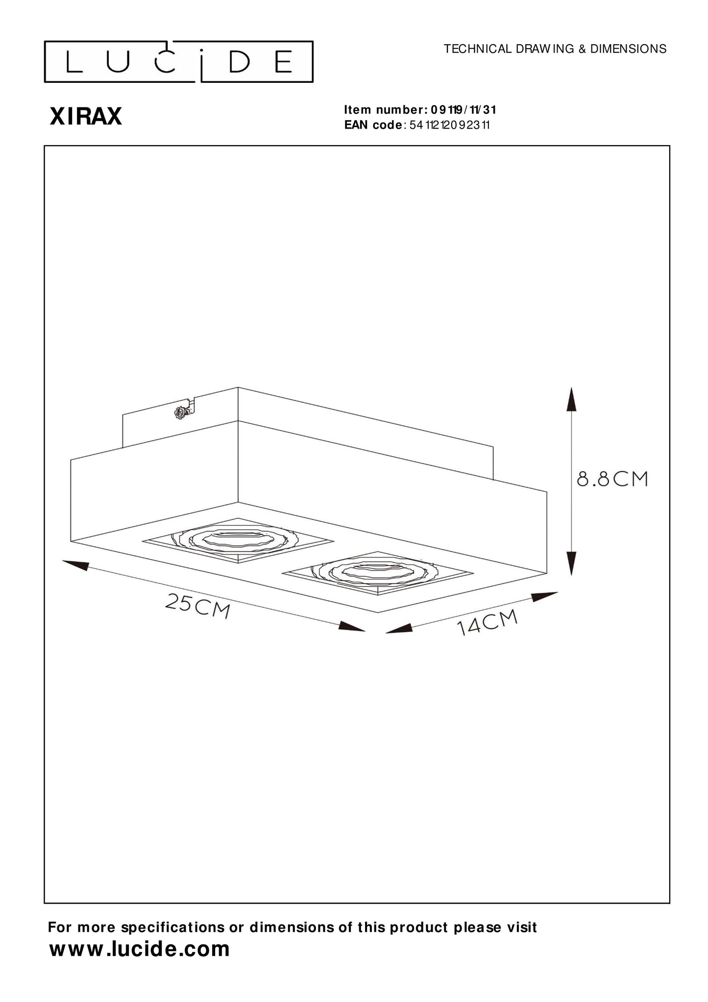 Plafondspot Xirax | LED Dim to warm | Wit Metaal