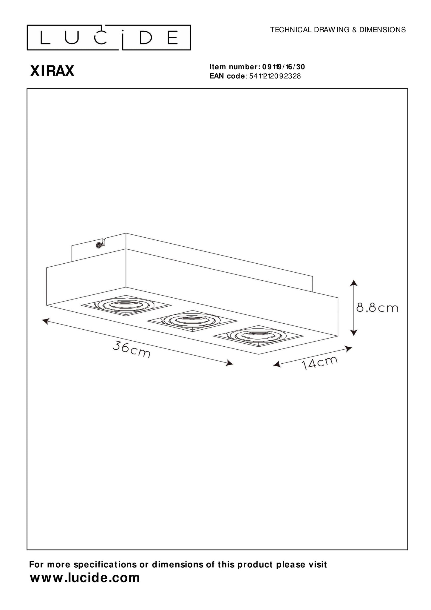 Plafondspot Xirax | LED Dim to warm | Zwart Metaal