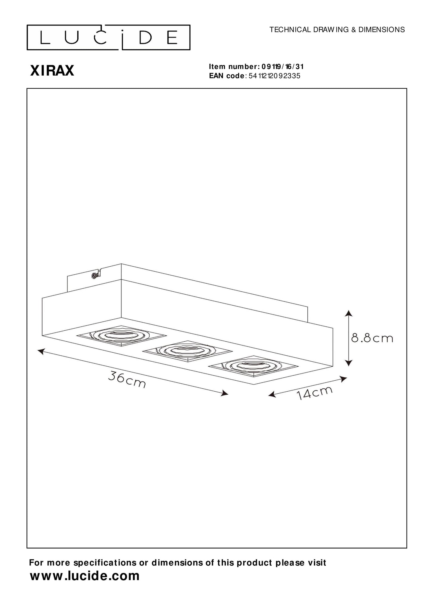 Plafondspot Xirax | LED Dim to warm | Wit Metaal
