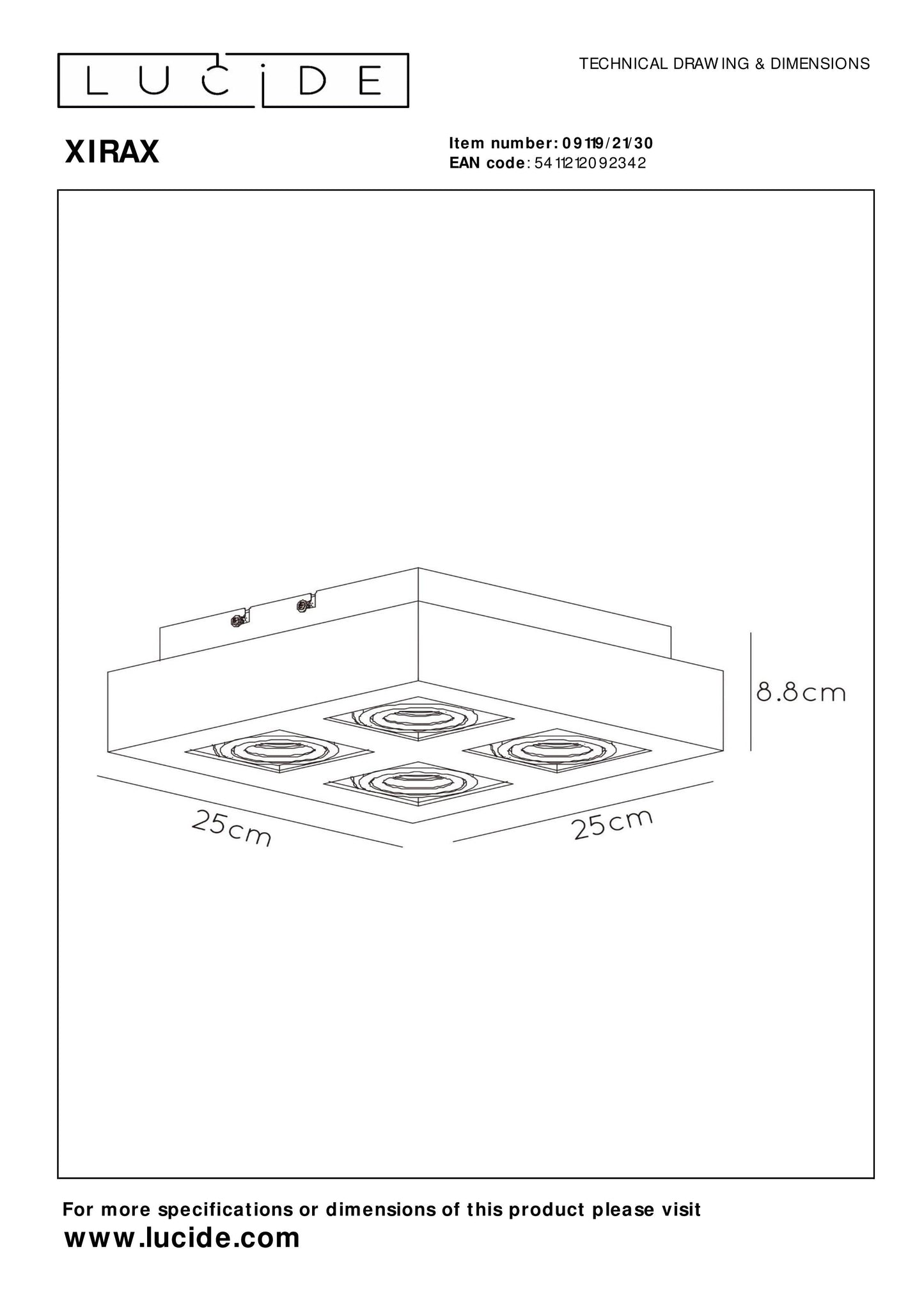 Plafondspot Xirax | LED Dim to warm | Zwart Metaal