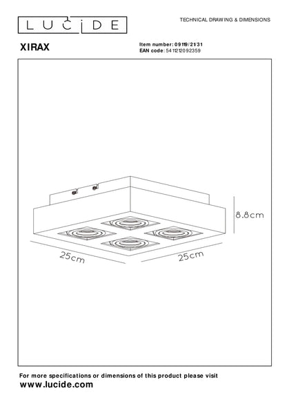 Plafondspot Xirax | LED Dim to warm | Wit Metaal