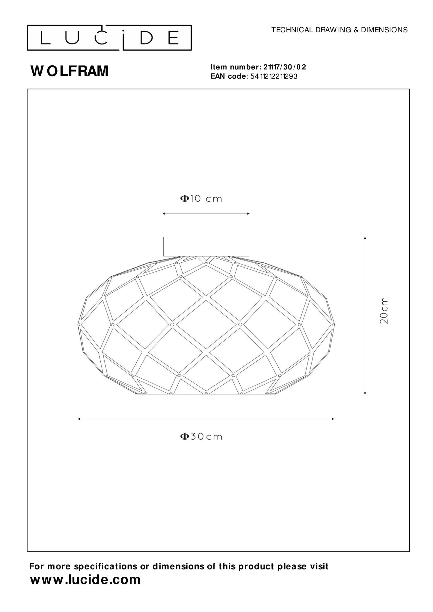 Plafonnière Wolfram | Ø 30 cm