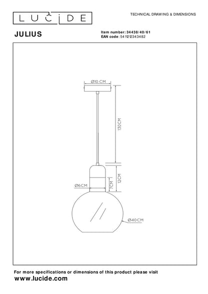 Hanglamp Julius |  Ø 40 cm | E27 | Opaal