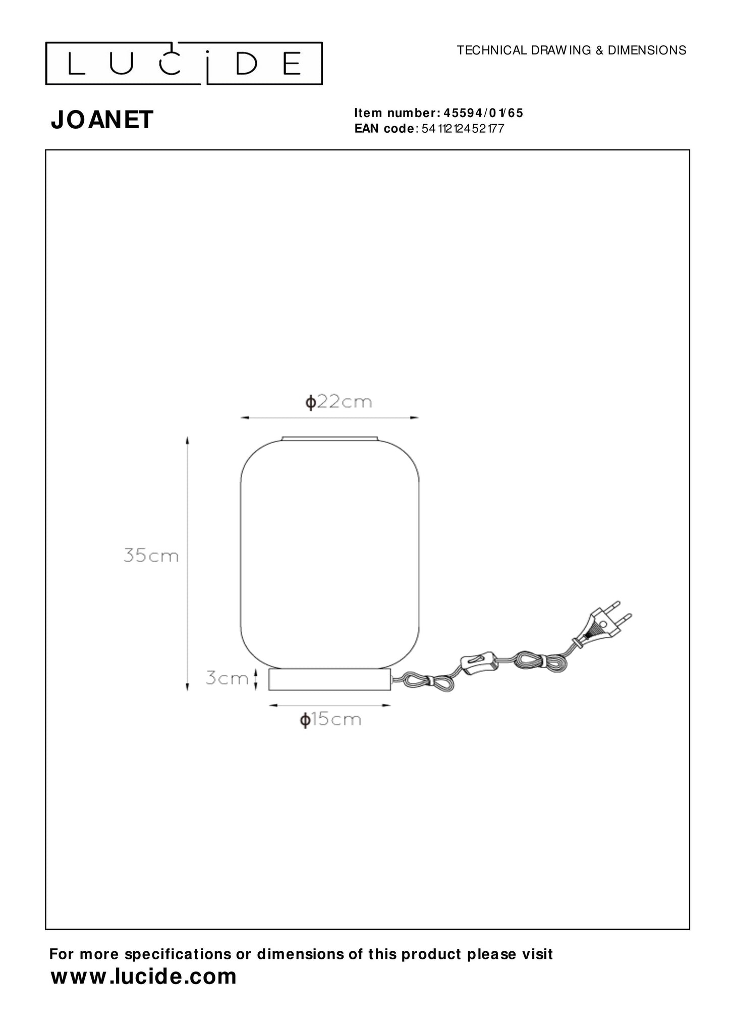Tafellamp Joanet | Ø 22 cm | Fumé