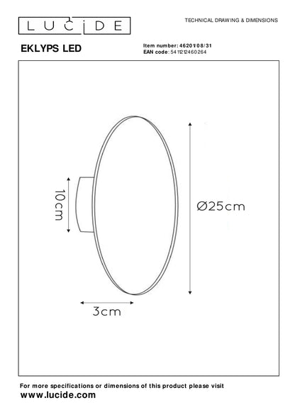 Wandlamp Eklyps LED | Ø 25 cm | 8W | Wit