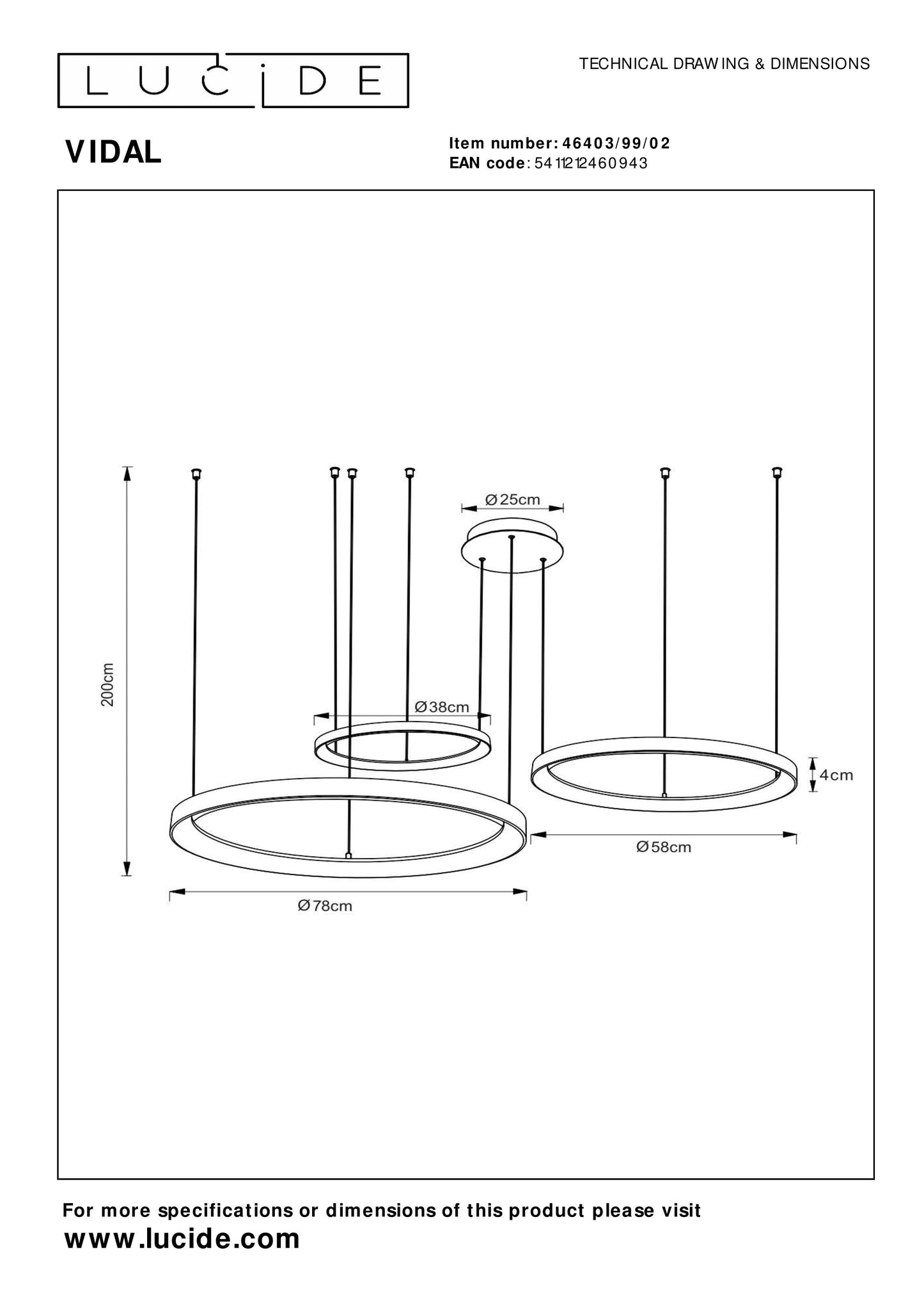 Hanglamp Vidal | Goud
