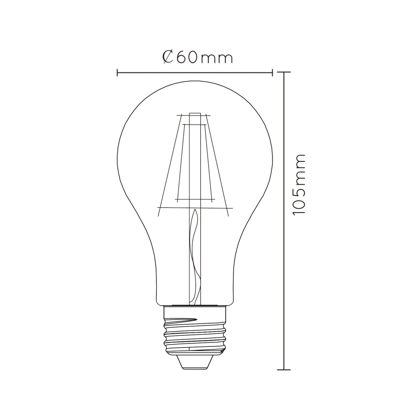Lichtbron A60 | LED Dimbaar | E27 | Ø6 | Transparant Glas