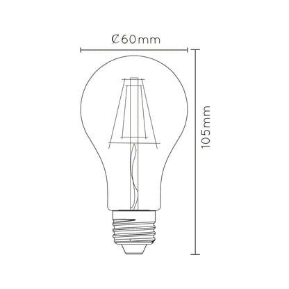 Lichtbron A60 | LED Dimbaar | E27 | Ø6 | Transparant Glas