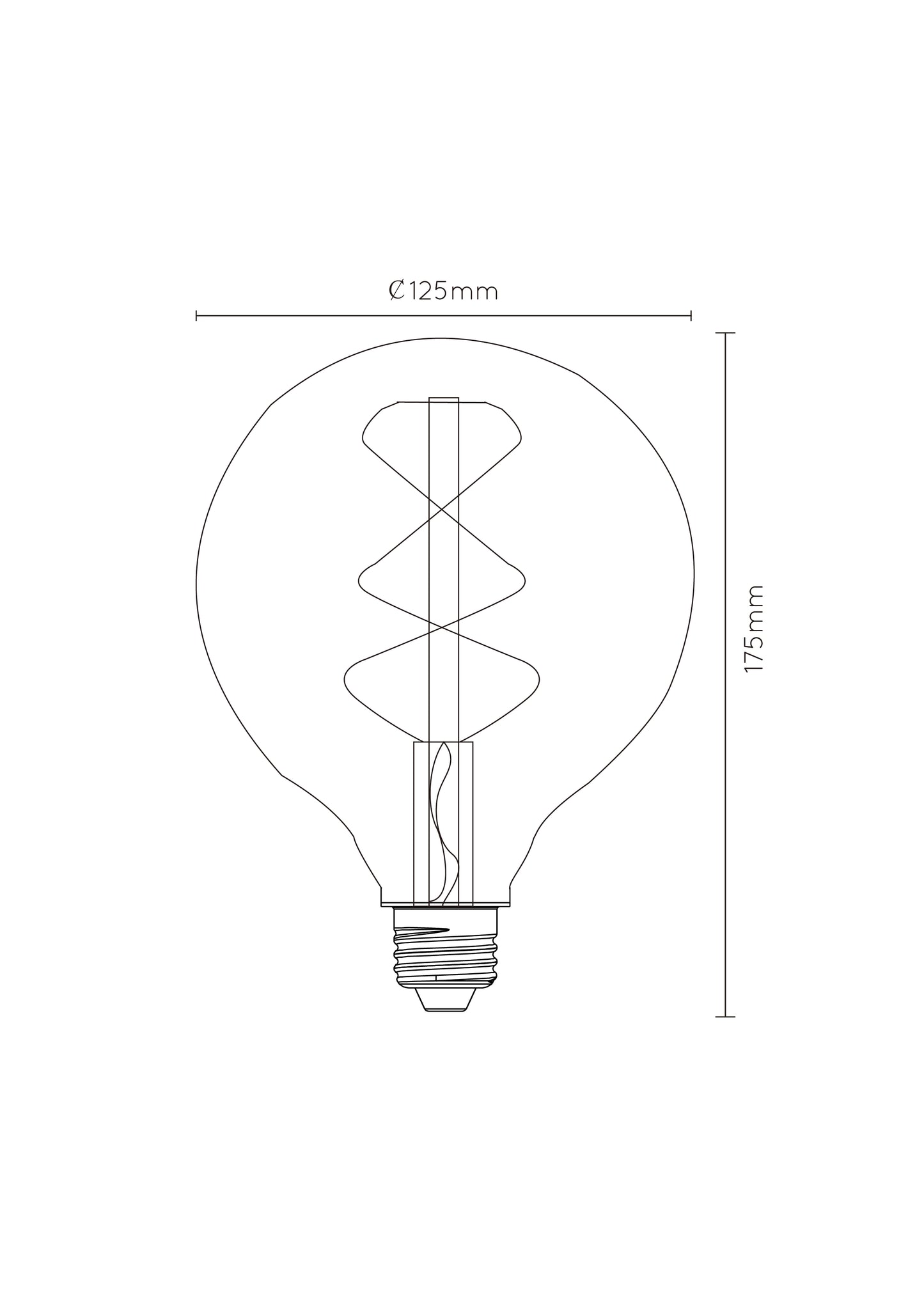 Lichtbron G125 | LED Dimbaar | Filament Bol Ø12,5 | Amberkleurig Glas