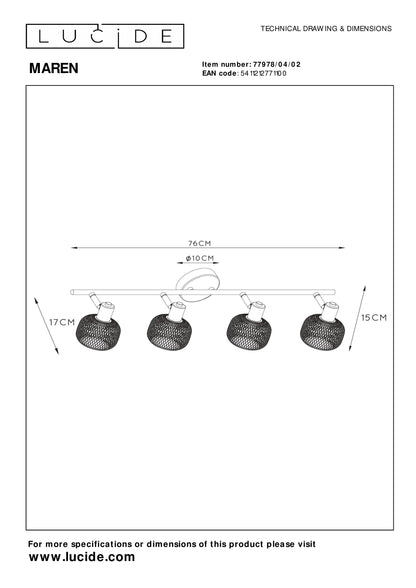 Plafondspot Maren | 4-Lichts | Goud Metaal