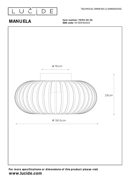 Plafonnière Manuela | Ø 39,5 cm | Zwart