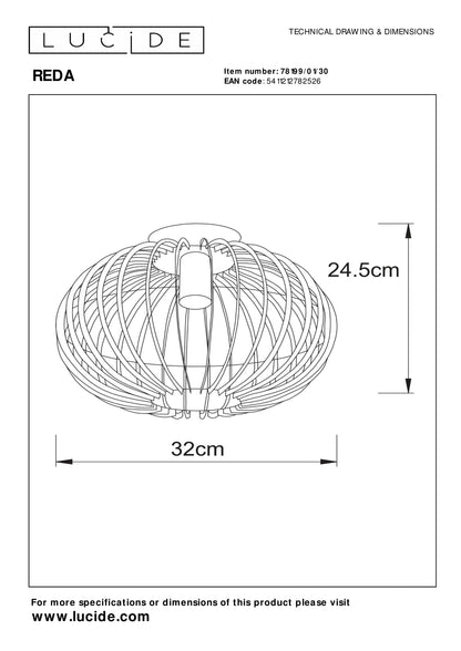 Plafonnière Reda | Ø 32 cm | Zwart