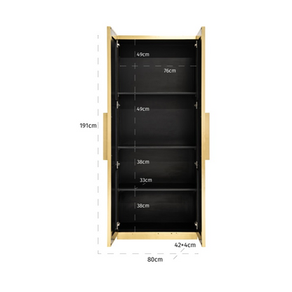 Wandkast Ironville | 191 cm Hoog | Goud