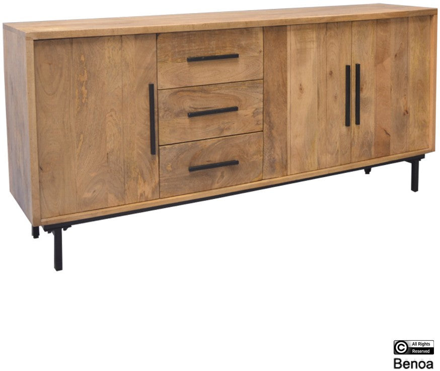 Dressoir Jayden | Mangohout | 3 Lades en 3 Deuren