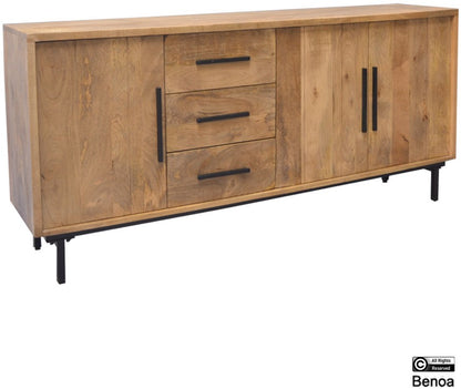 Dressoir Jayden | Mangohout | 3 Lades en 3 Deuren