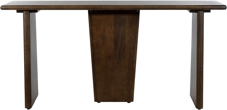 Wandtafel Lagos walnoot, vooraanzicht op witte achtergrond
