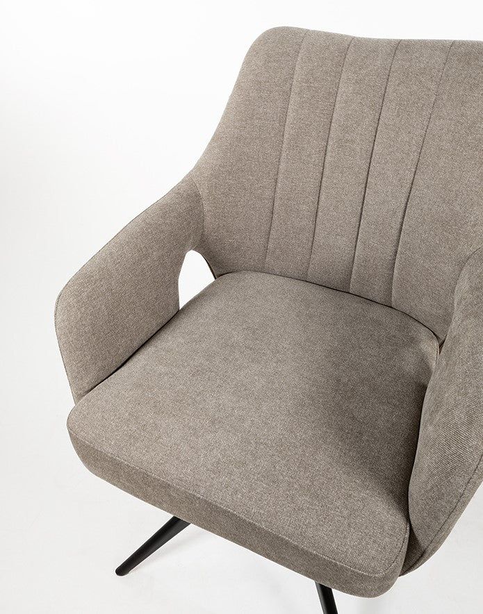 Eetkamerstoel Marley grijs stof, detail van het materiaal