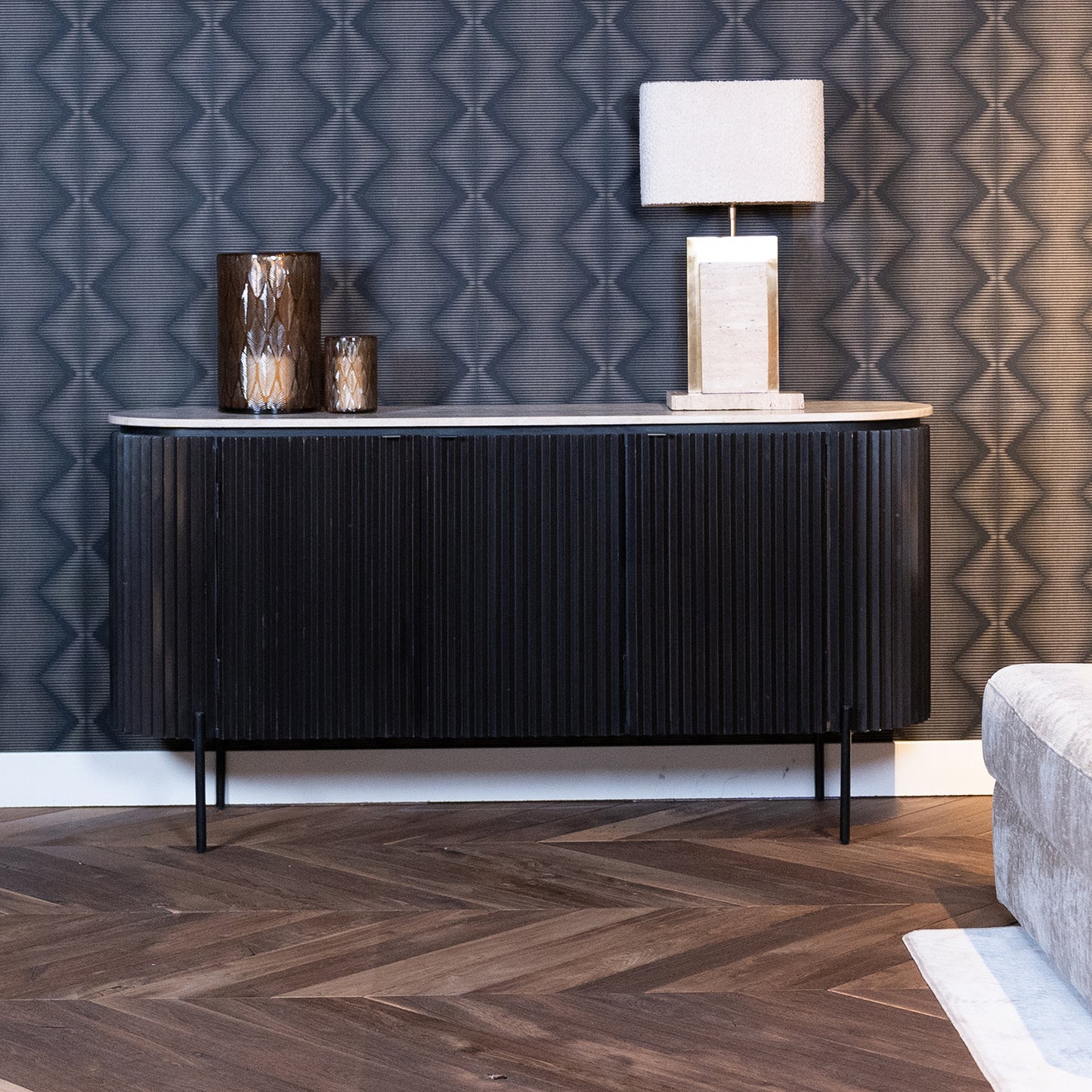 Dressoir Hampton | Zwart Travertin