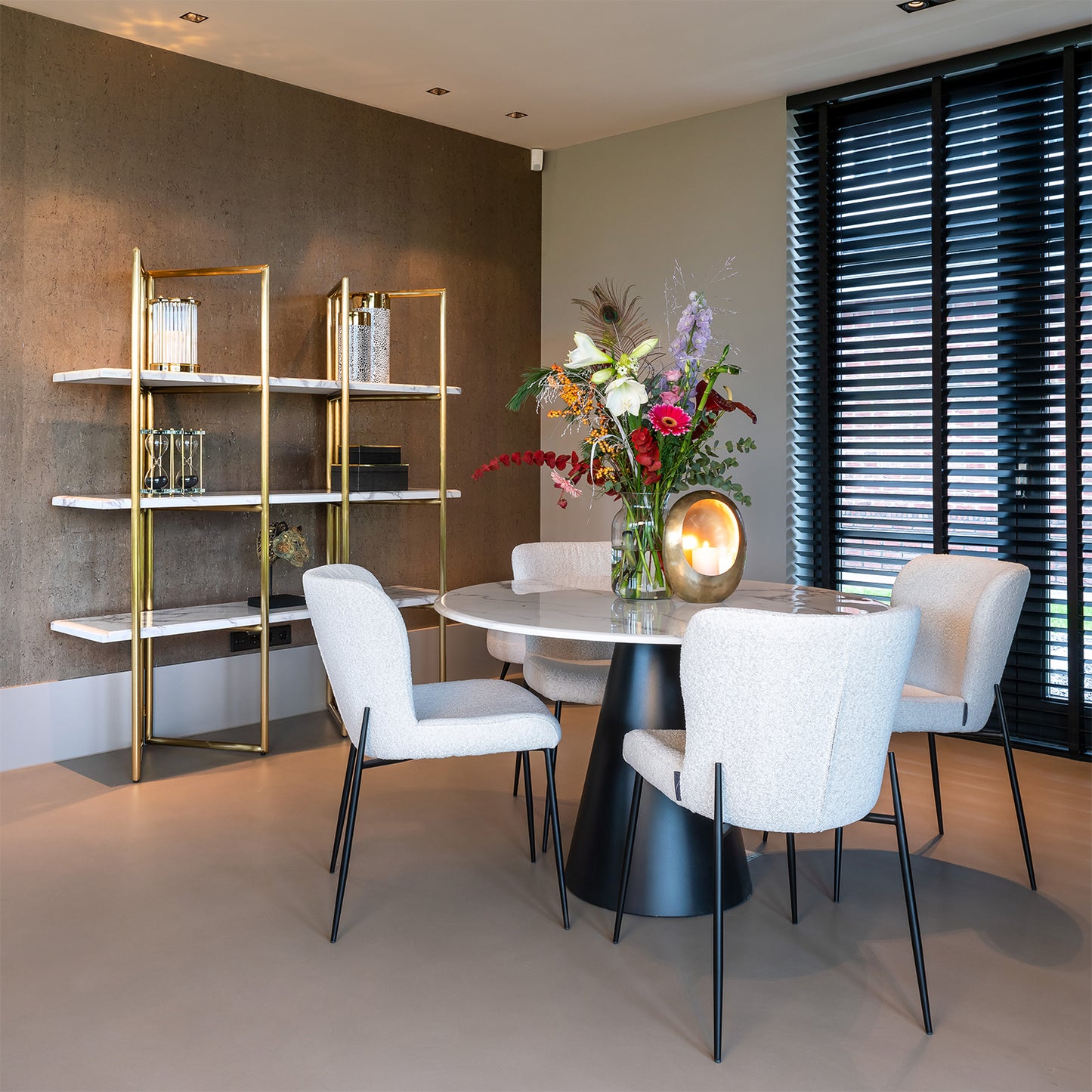 Eetkamerstoel Darby | Wit Bouclé