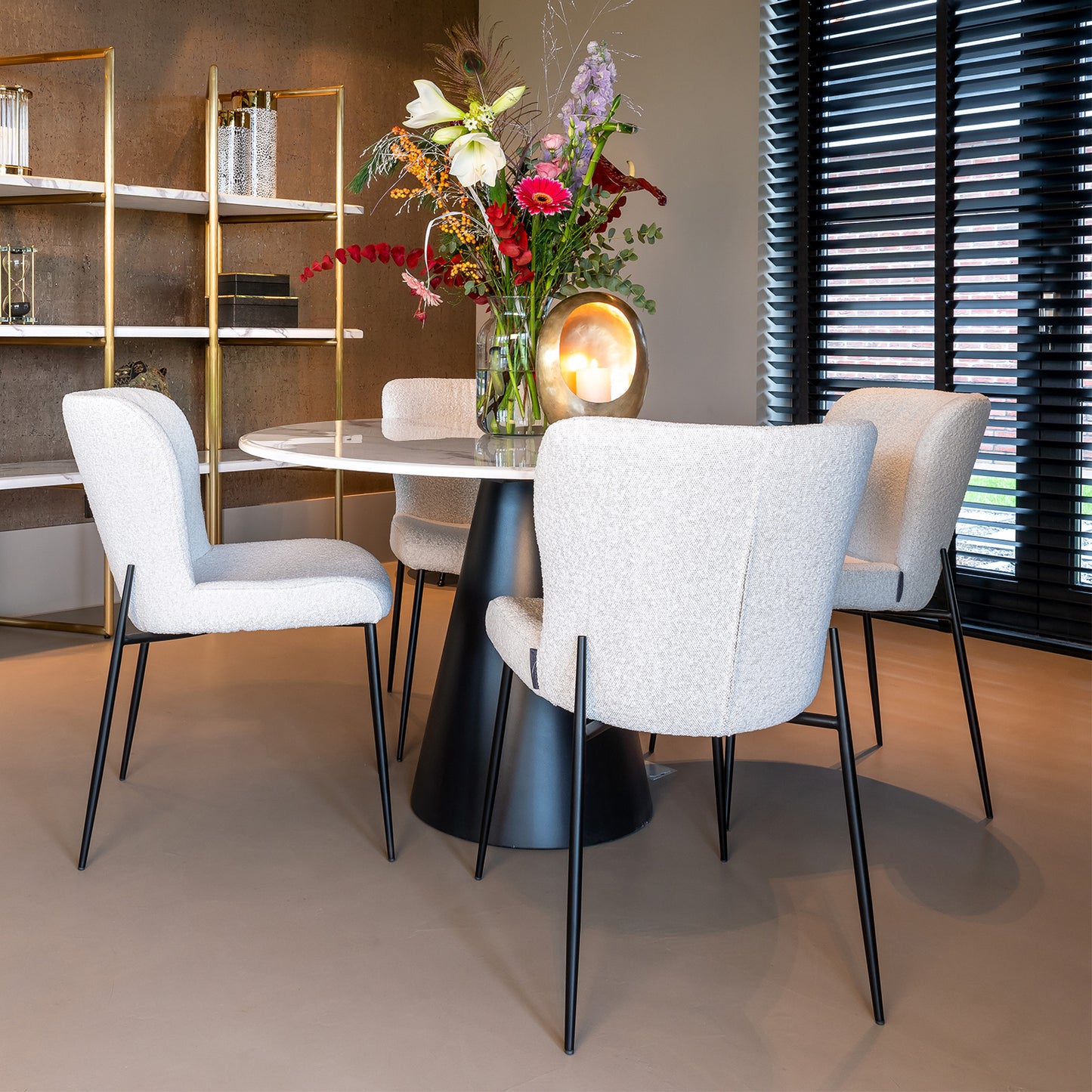 Eetkamerstoel Darby | Wit Bouclé