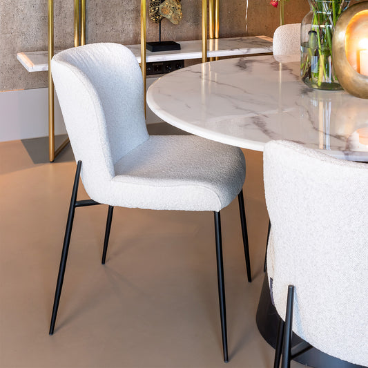 Eetkamerstoel Darby | Wit Bouclé