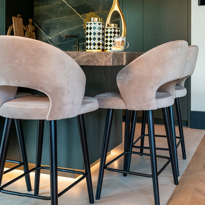 Barkruk Savoy | Kookeiland of Bartafel | Khaki Velvet