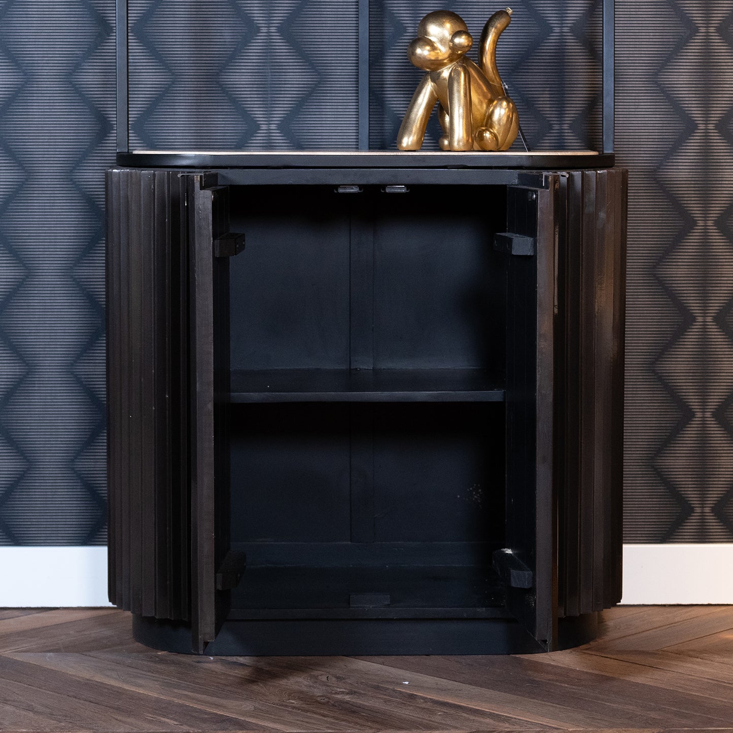 Boekenkast Hampton | 2-deuren 2-planken | Zwart Travertin