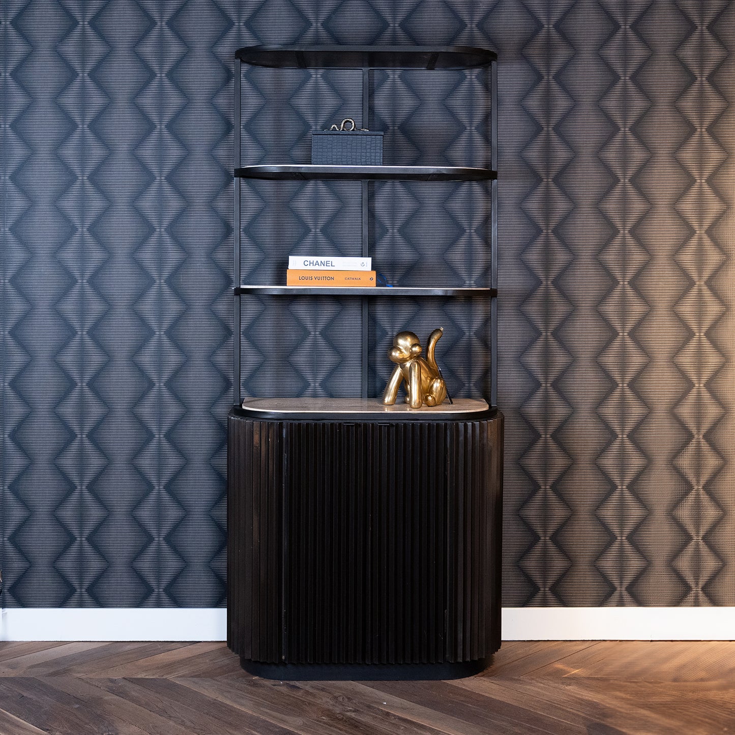 Boekenkast Hampton | 2-deuren 2-planken | Zwart Travertin