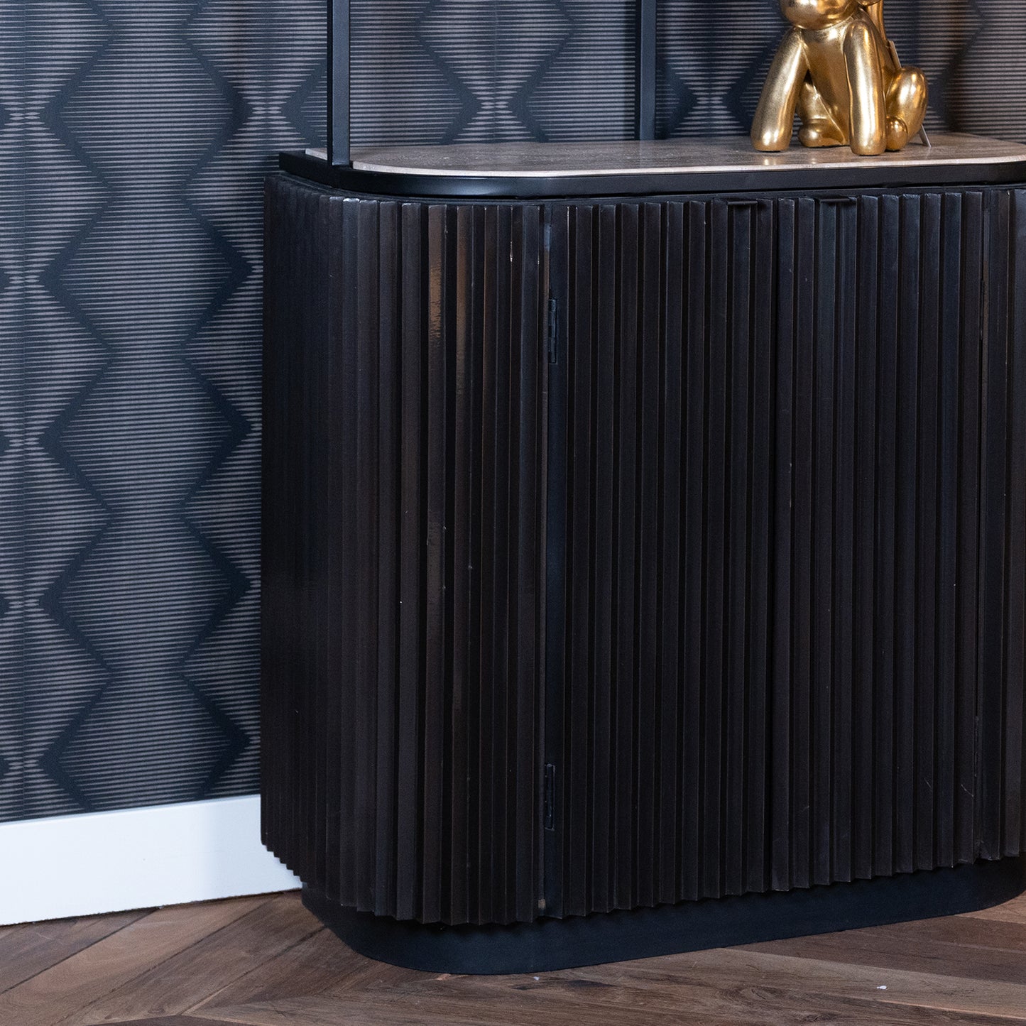 Boekenkast Hampton | 2-deuren 2-planken | Zwart Travertin