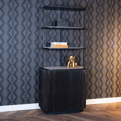 Boekenkast Hampton | 2-deuren 2-planken | Zwart Travertin