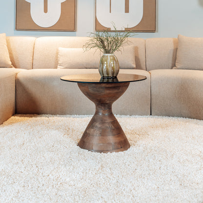 Bijzettafel Yves | Smoked Glass | Mangohout Walnoot