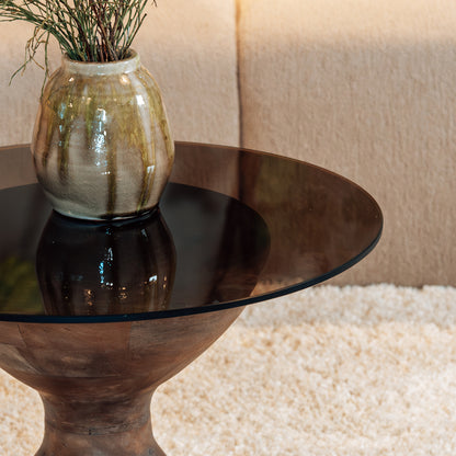 Bijzettafel Yves | Smoked Glass | Mangohout Walnoot