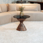 Bijzettafel Yves | Smoked Glass | Mangohout Walnoot