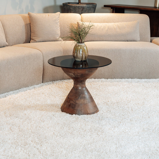 Bijzettafel Yves | Smoked Glass | Mangohout Walnoot