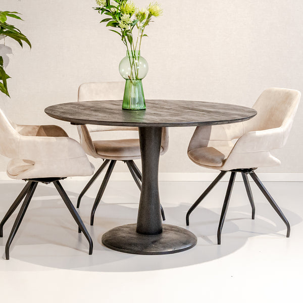 Eettafel Brix Vivian | Rond | Zwart Mangohout