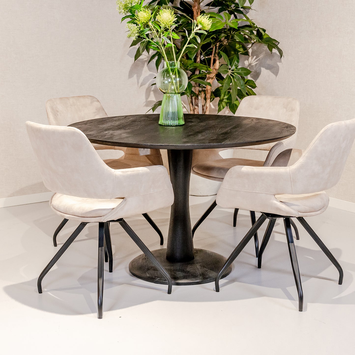Eettafel Brix Vivian | Rond | Zwart Mangohout